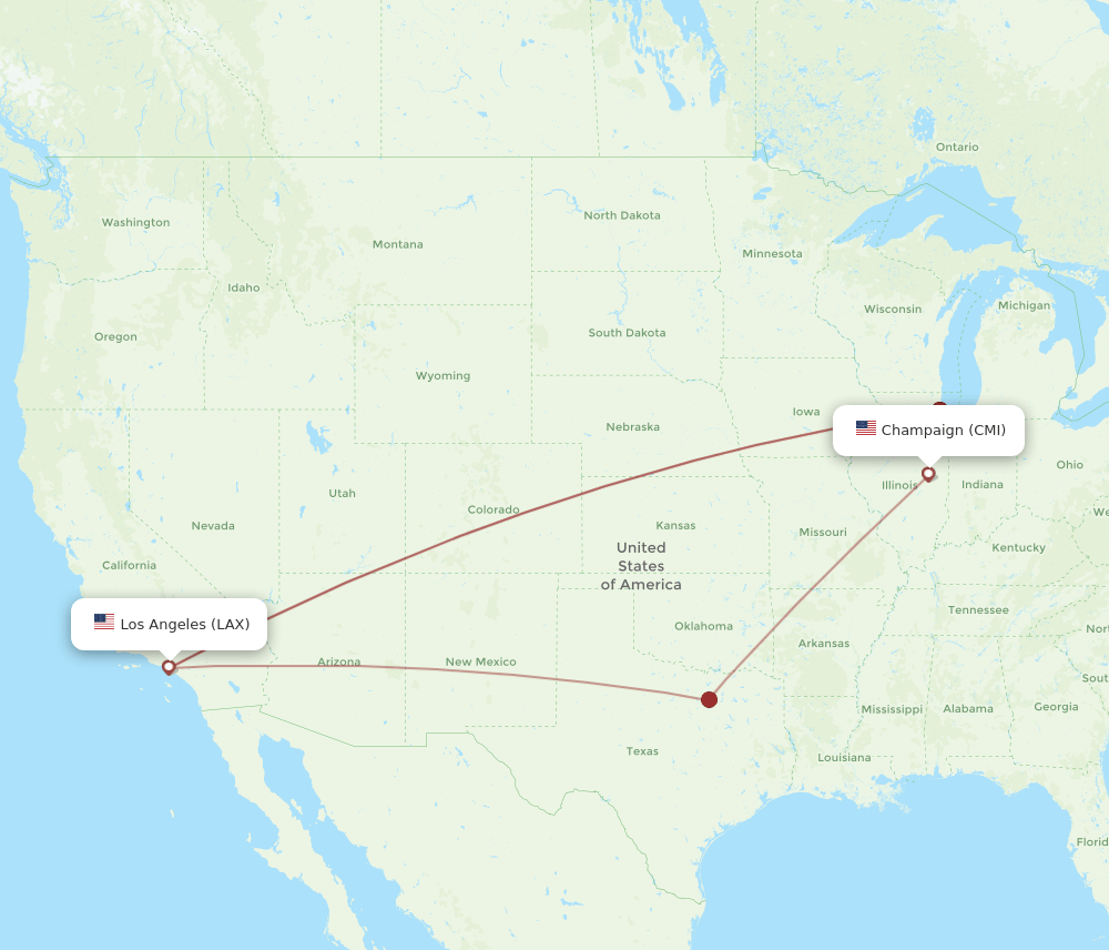 CMI-LAX flight routes