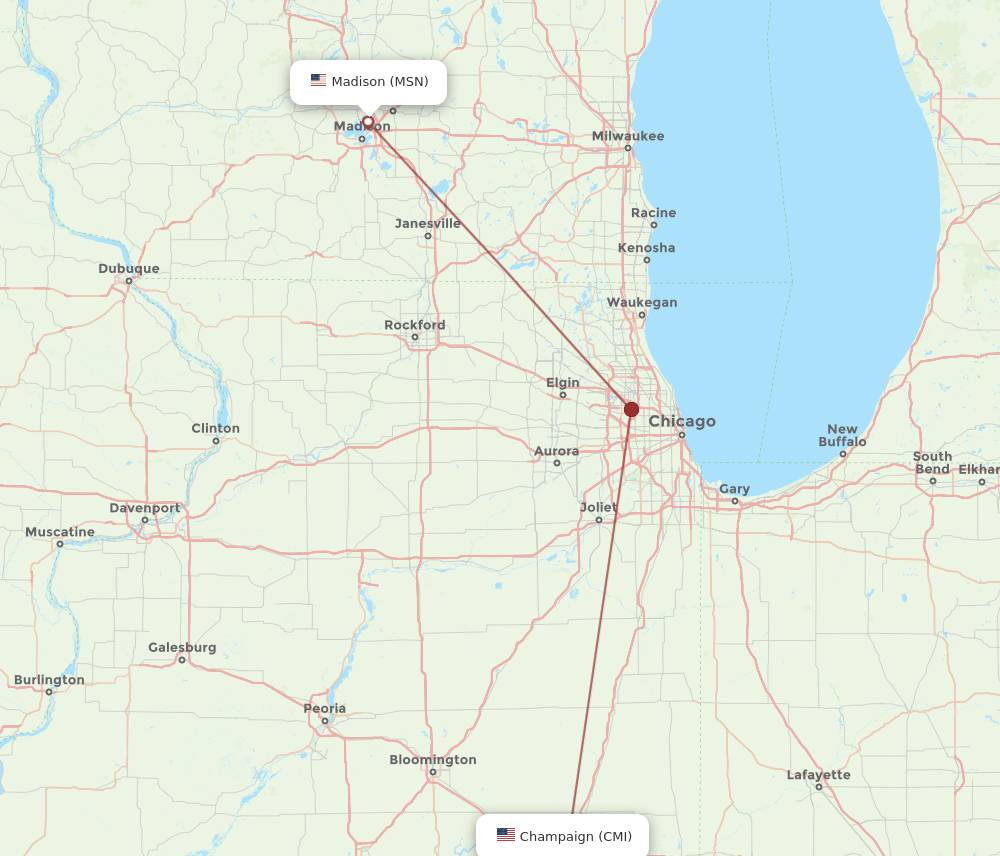 CMI-MSN flight routes
