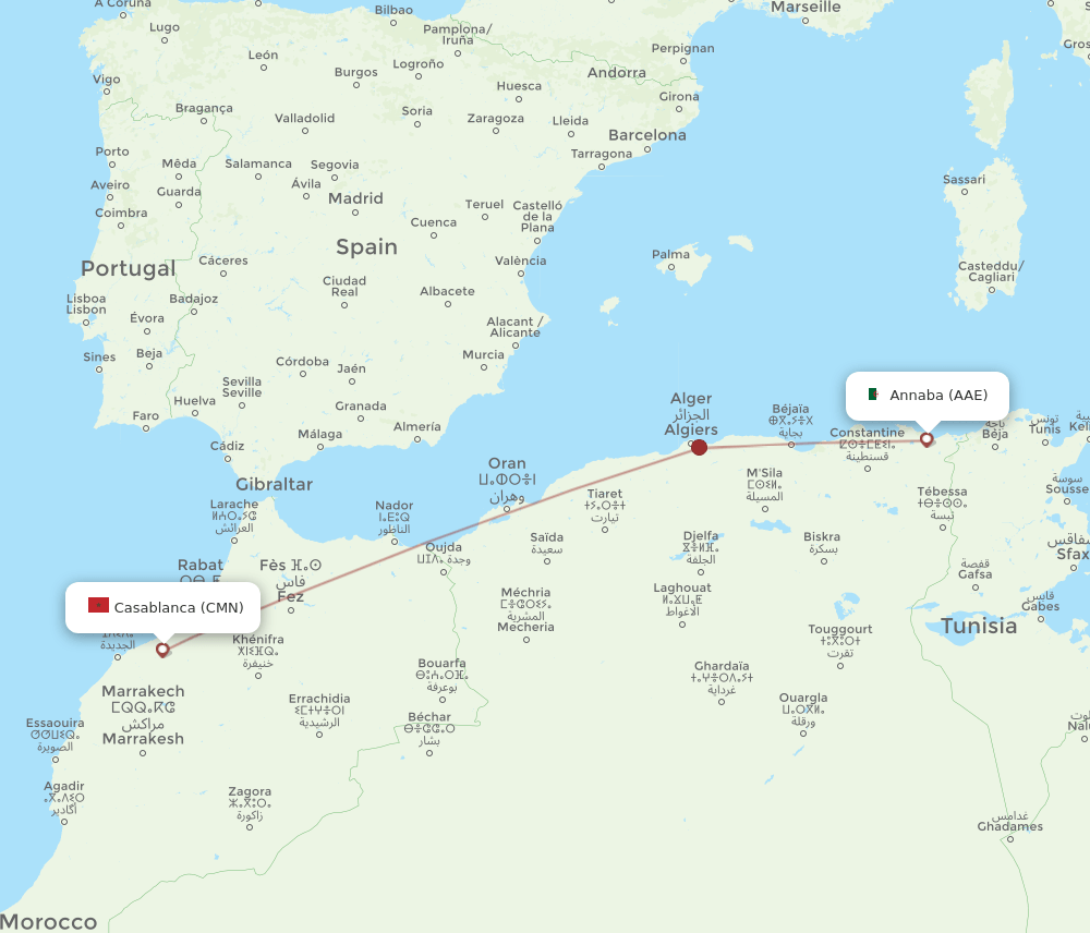 CMN-AAE flight routes