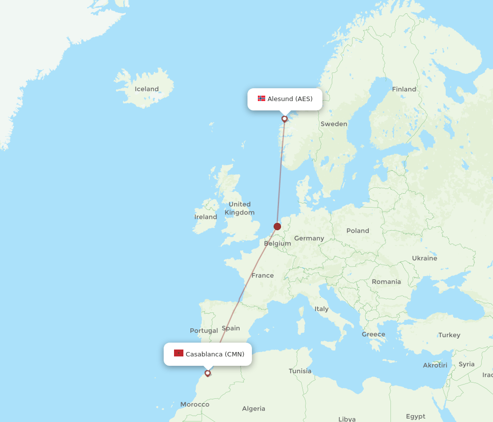 CMN-AES flight routes