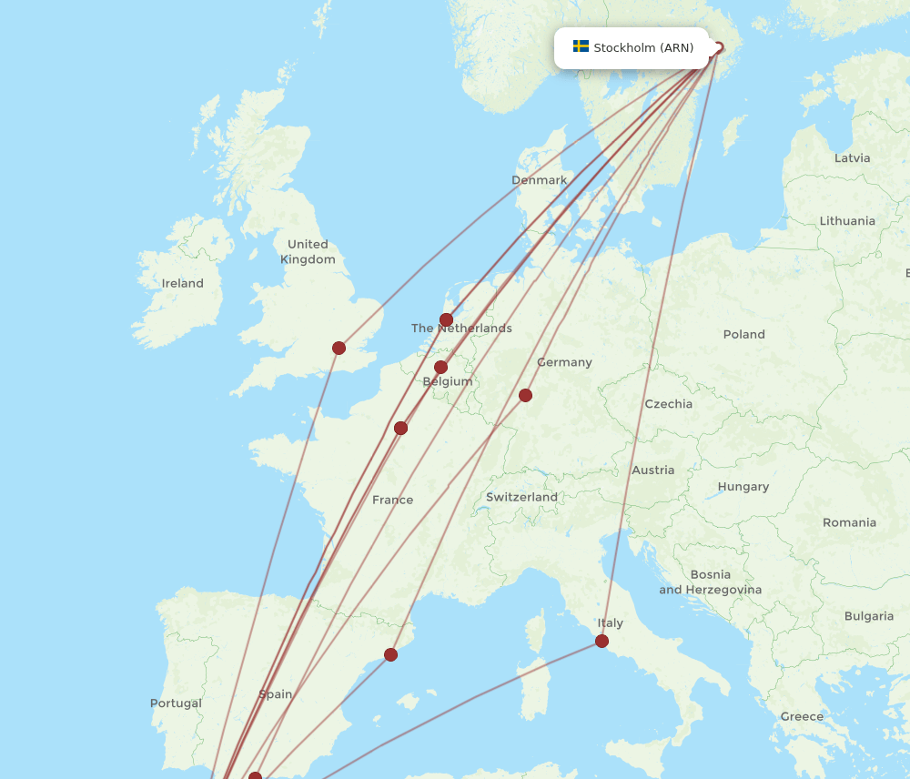 CMN-ARN flight routes