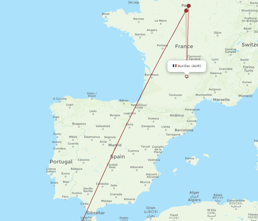 CMN-AUR flight routes