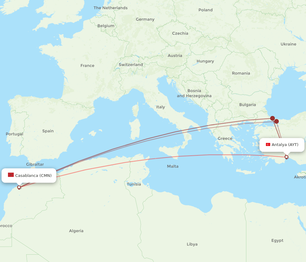 CMN-AYT flight routes