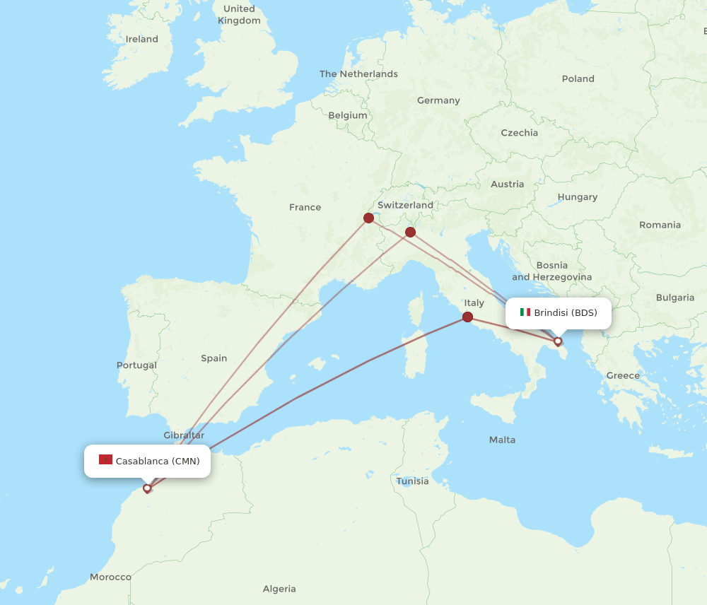 CMN-BDS flight routes