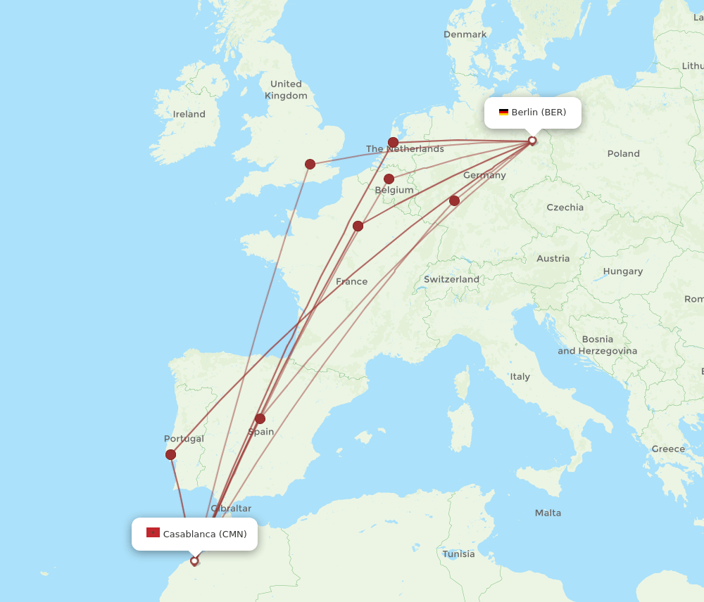 CMN-BER flight routes