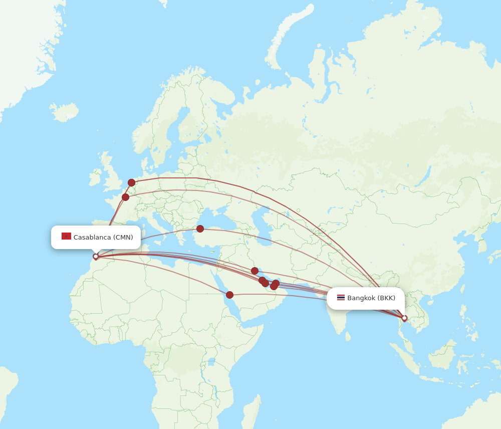 CMN-BKK flight routes