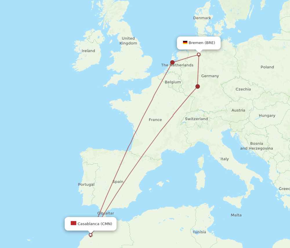 CMN-BRE flight routes
