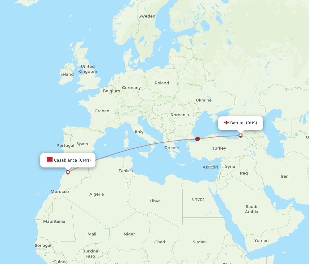 CMN-BUS flight routes