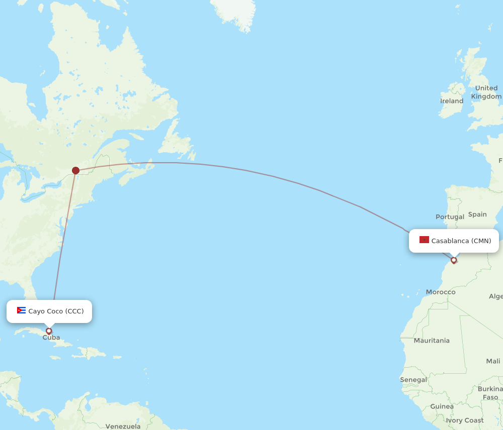 CMN-CCC flight routes