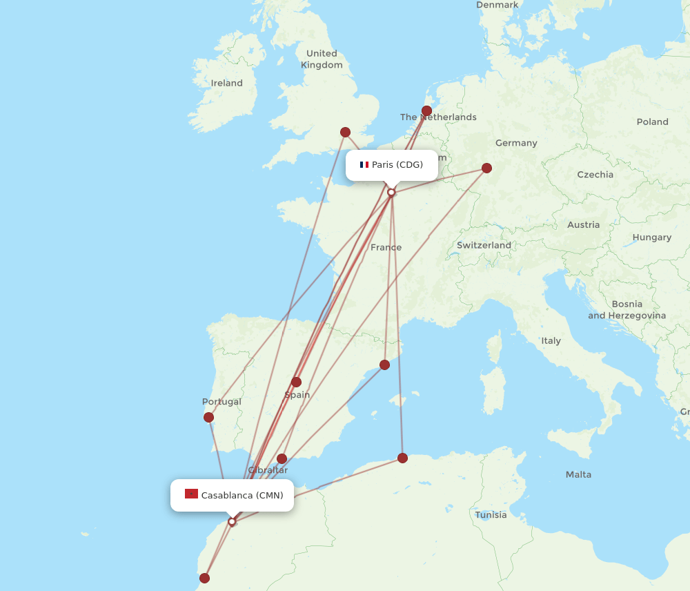 CMN-CDG flight routes