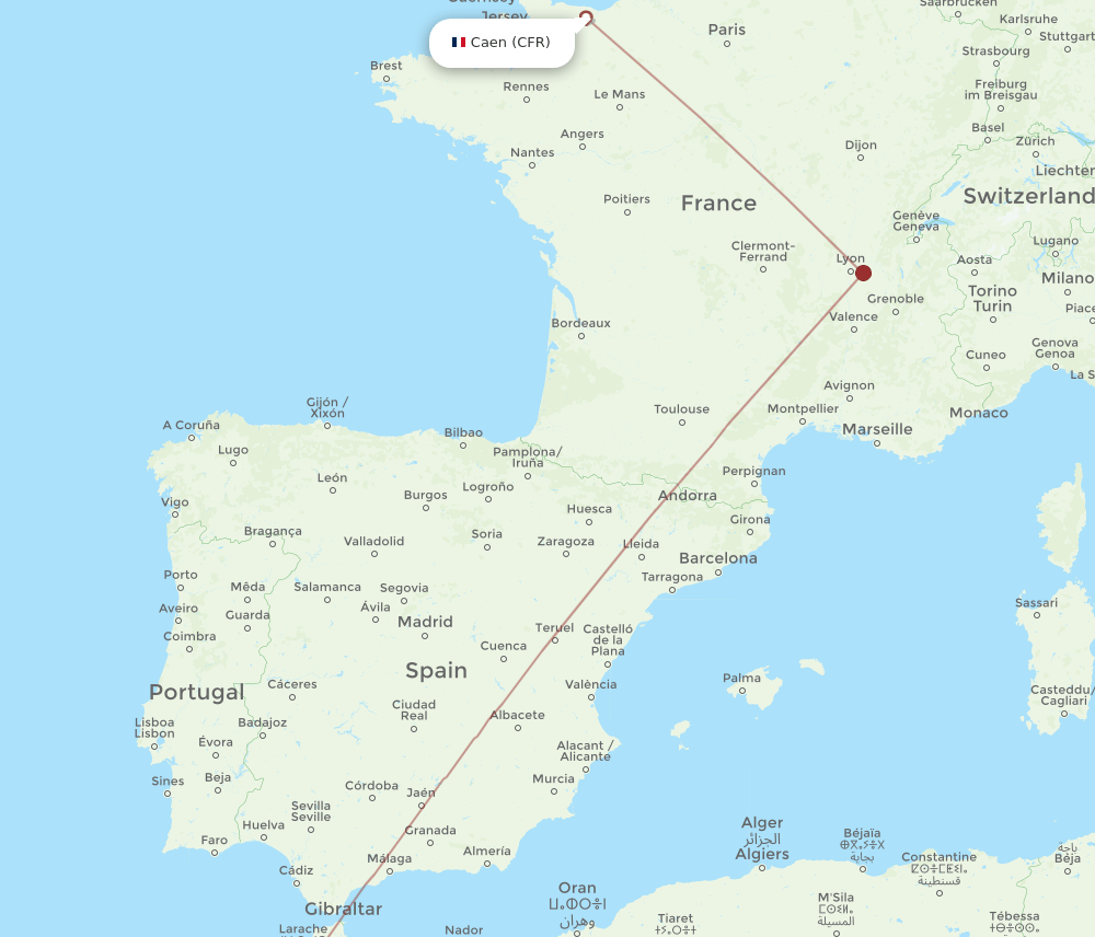 CMN to CFR flights and routes map