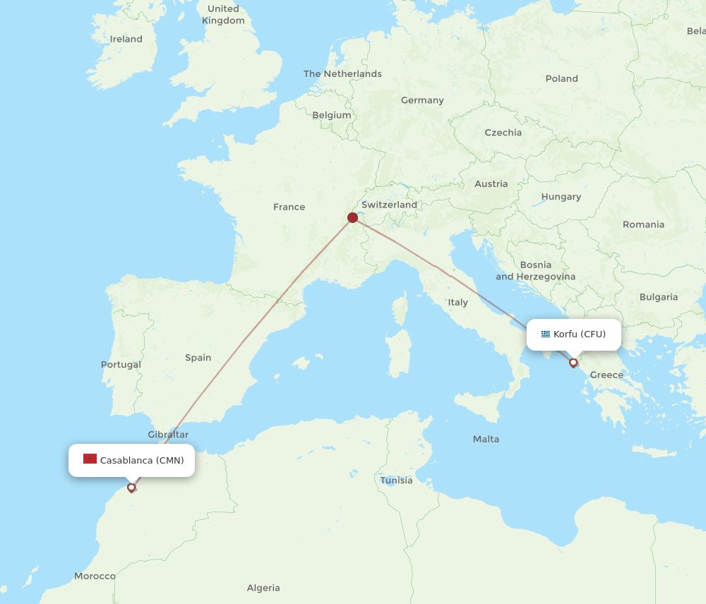 CMN-CFU flight routes