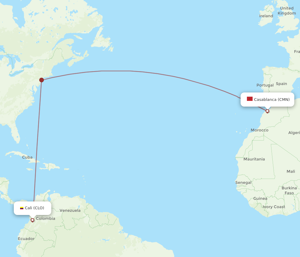 CMN-CLO flight routes