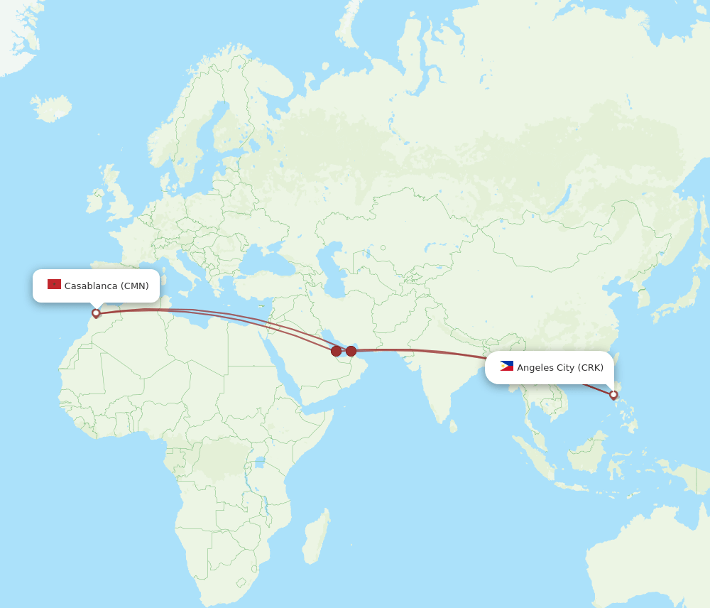 CMN to CRK flights and routes map
