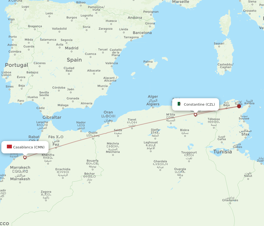 CMN-CZL flight routes