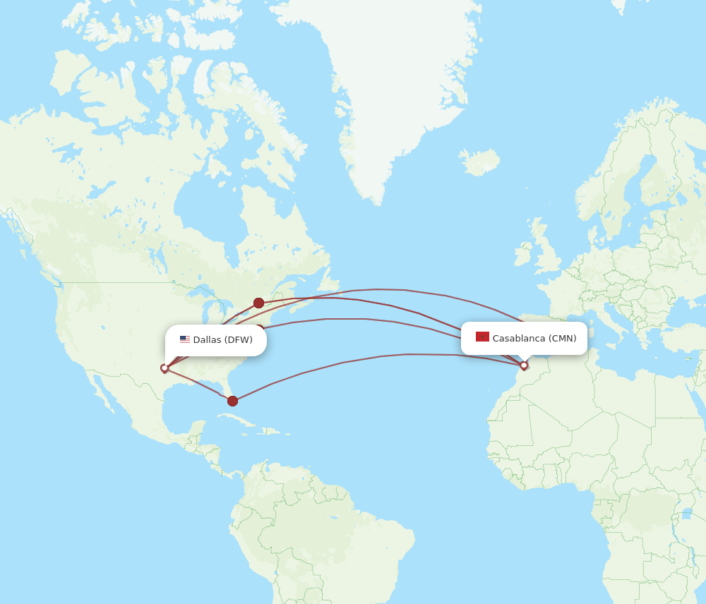 CMN-DFW flight routes