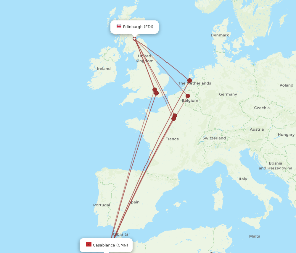 CMN-EDI flight routes