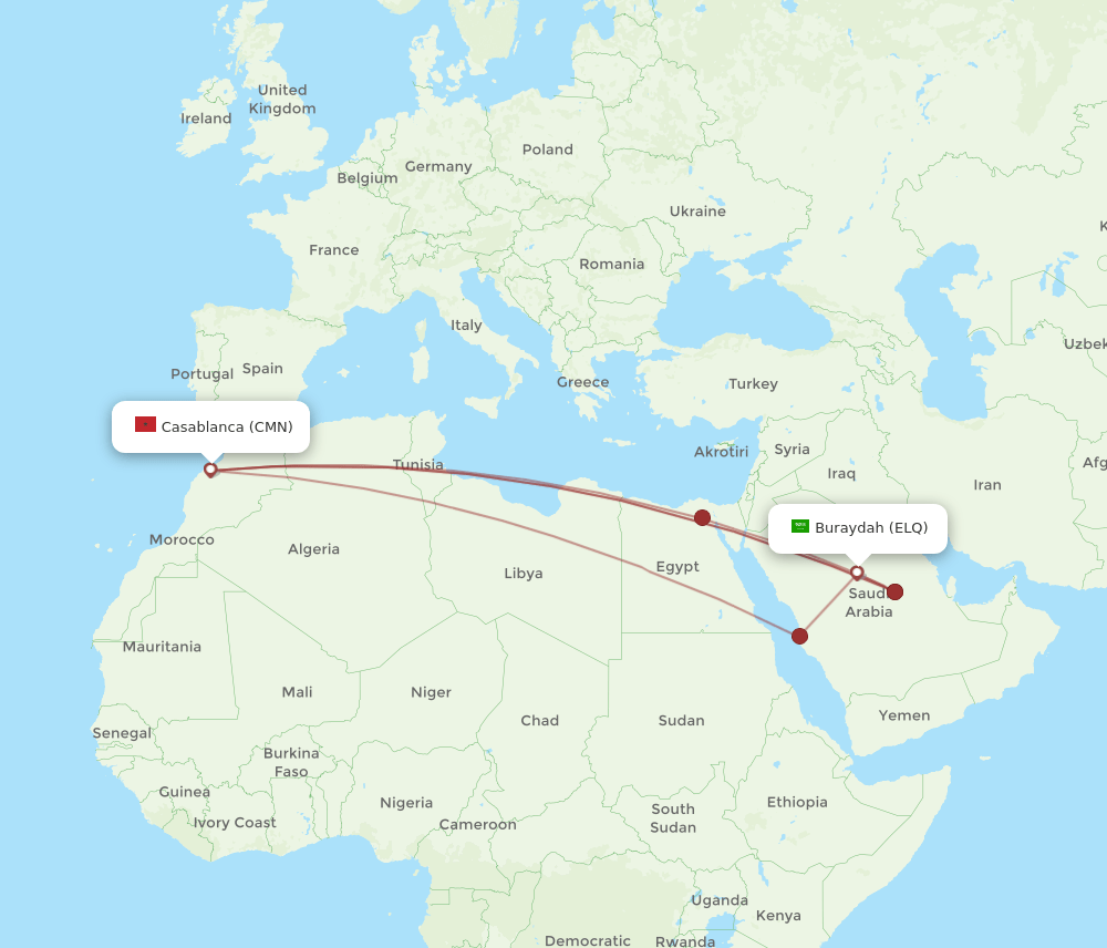 CMN-ELQ flight routes