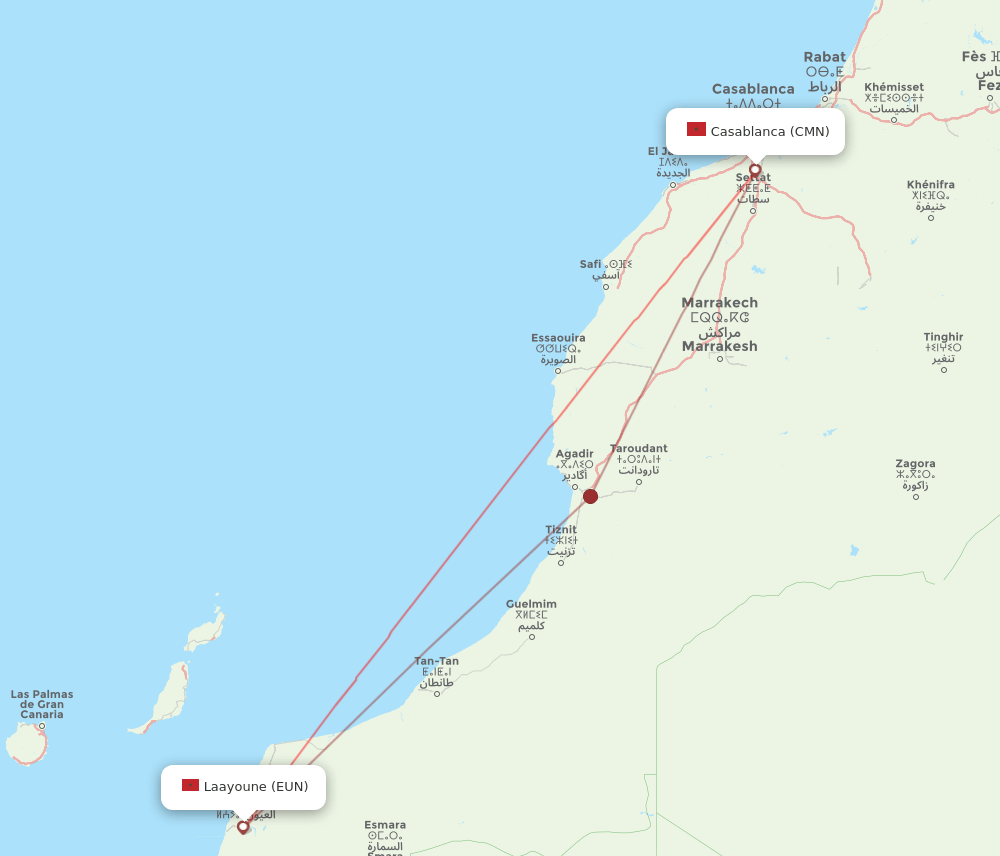 CMN-EUN flight routes
