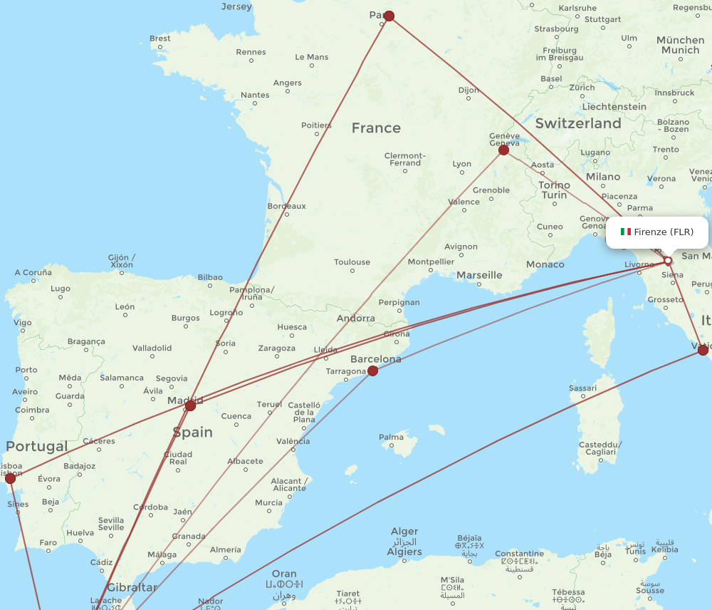 CMN-FLR flight routes
