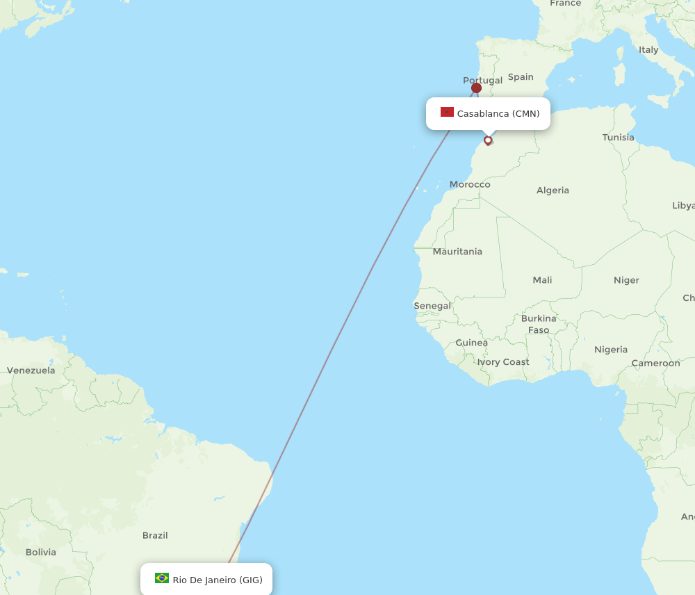 CMN-GIG flight routes