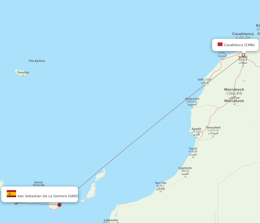 CMN-GMZ flight routes