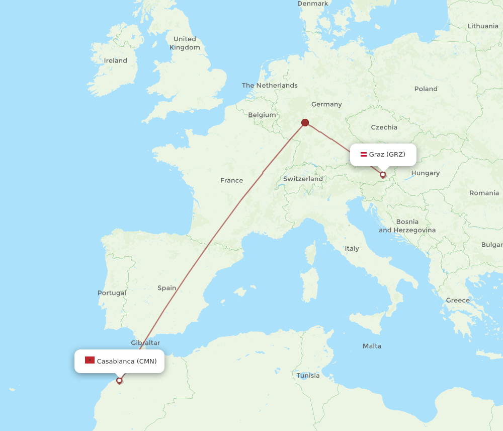 CMN-GRZ flight routes