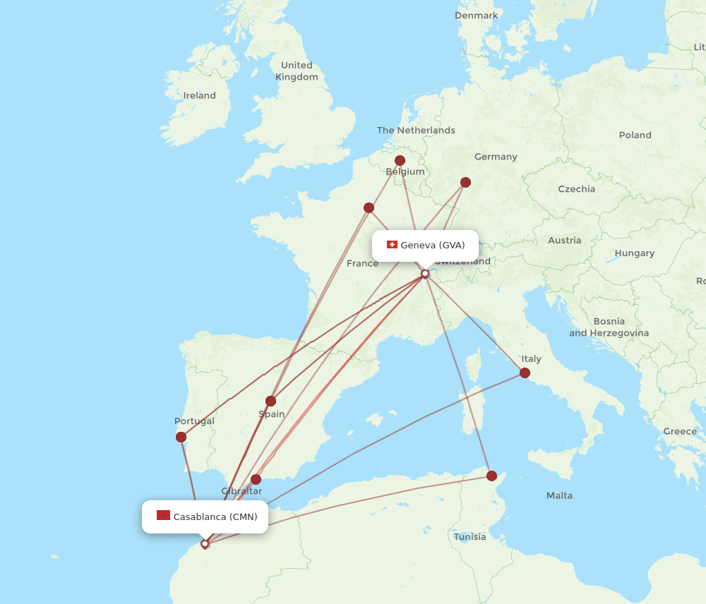 CMN-GVA flight routes