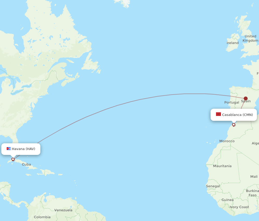CMN-HAV flight routes