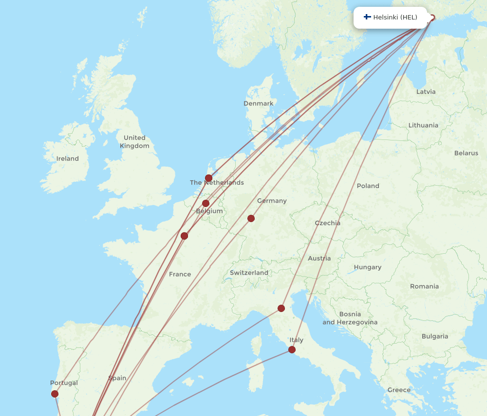 CMN-HEL flight routes