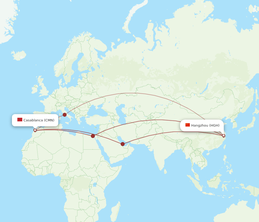 CMN-HGH flight routes
