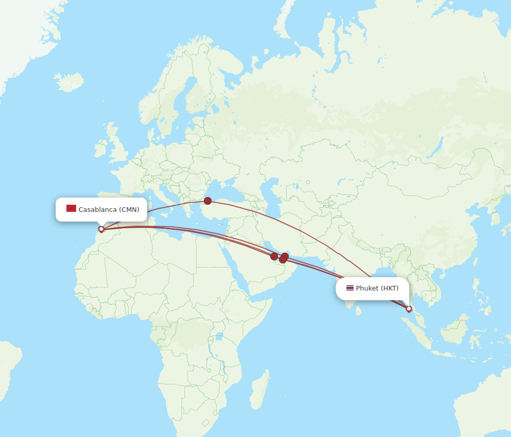 CMN-HKT flight routes