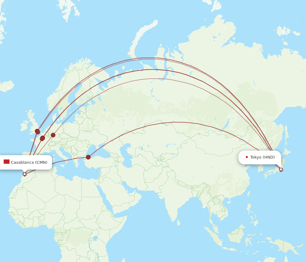CMN-HND flight routes