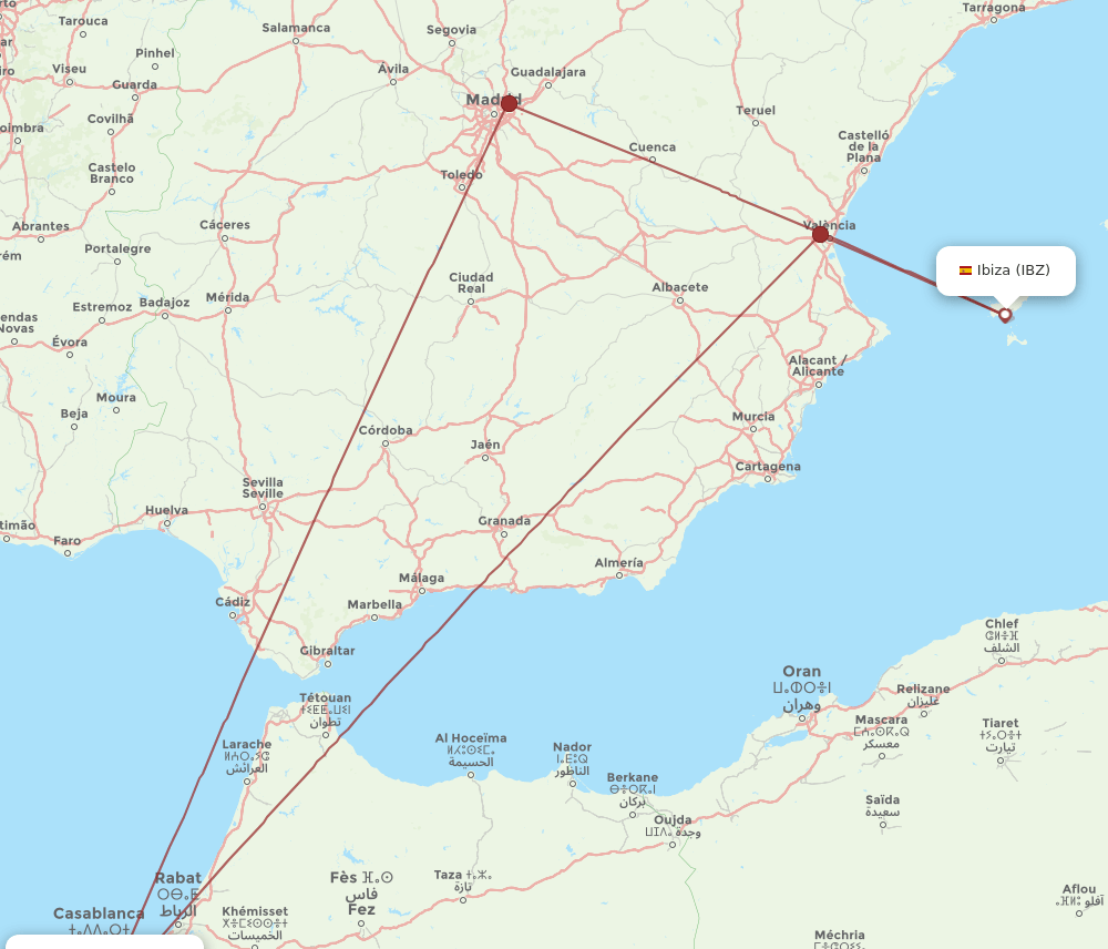 CMN-IBZ flight routes