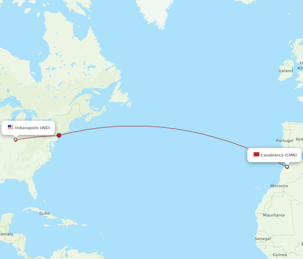 CMN-IND flight routes
