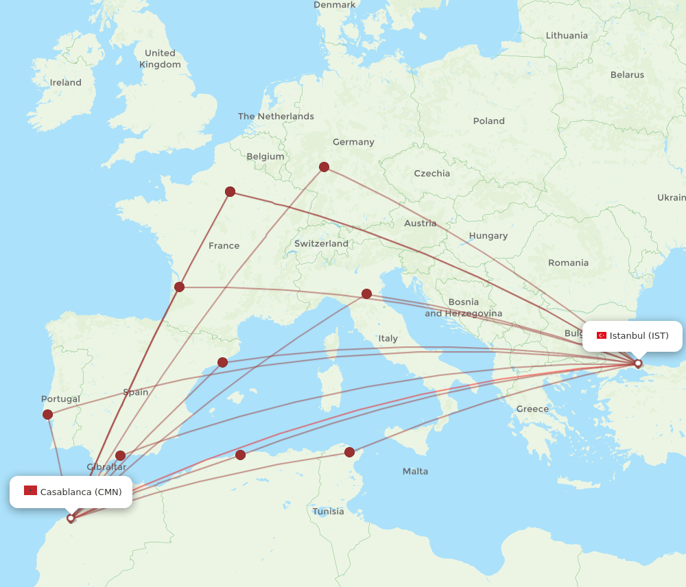 CMN-IST flight routes