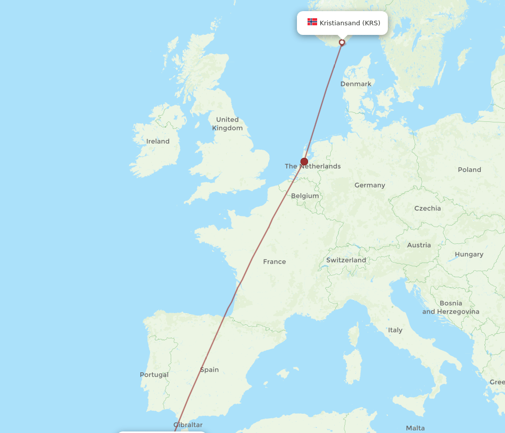 CMN-KRS flight routes