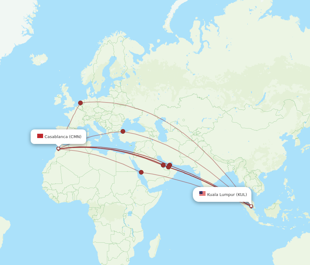 CMN-KUL flight routes