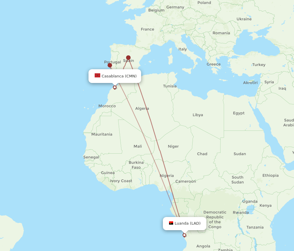 CMN-LAD flight routes