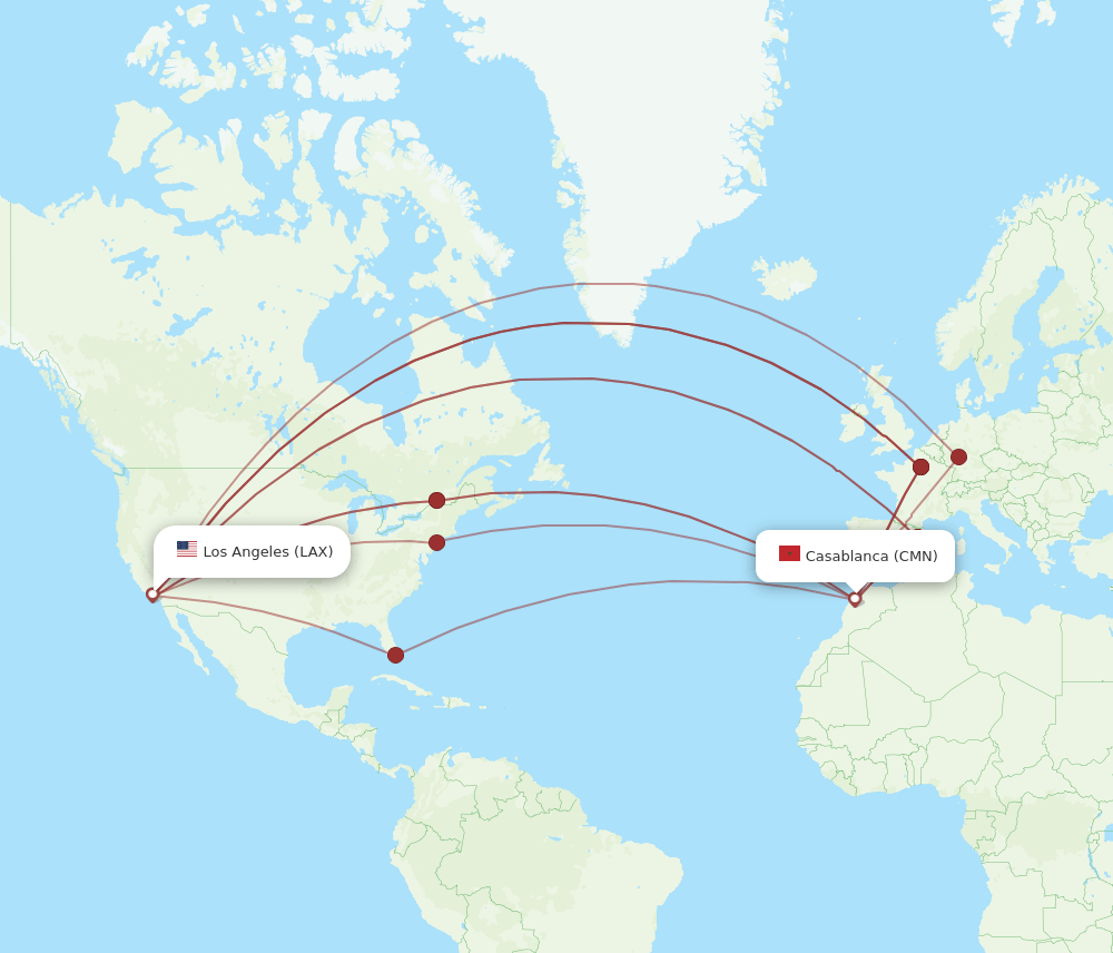CMN-LAX flight routes