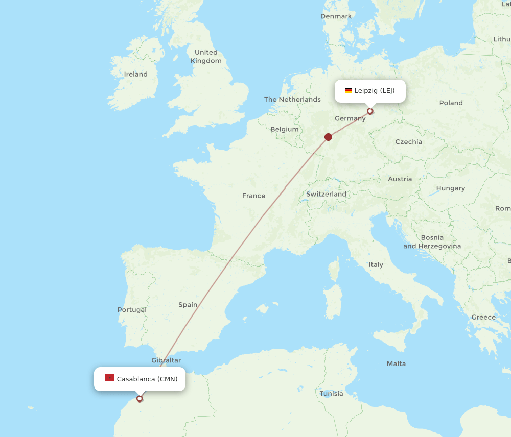 CMN-LEJ flight routes