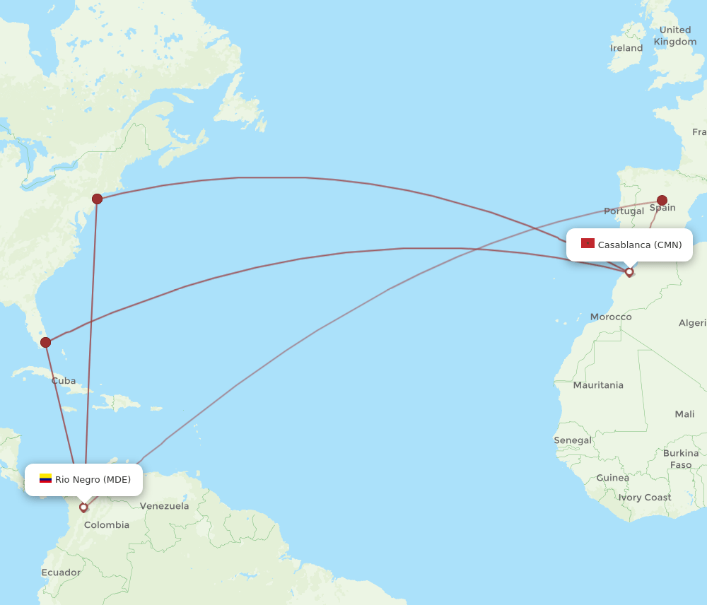 CMN to MDE flights and routes map