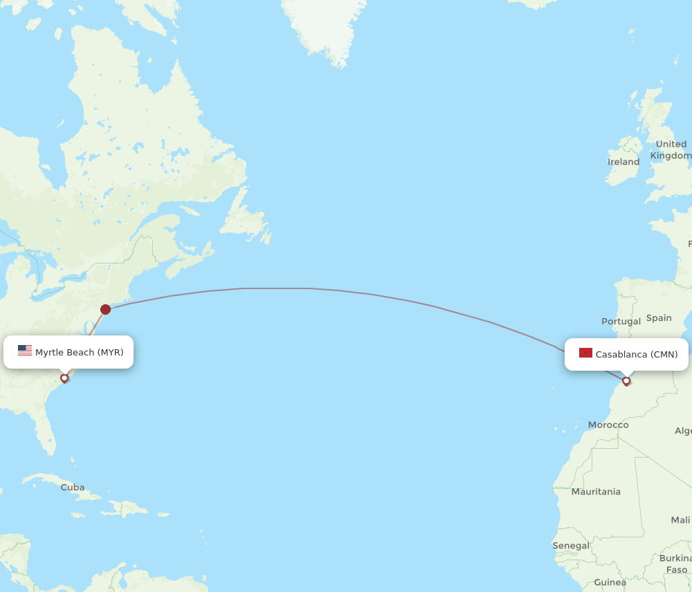 CMN-MYR flight routes
