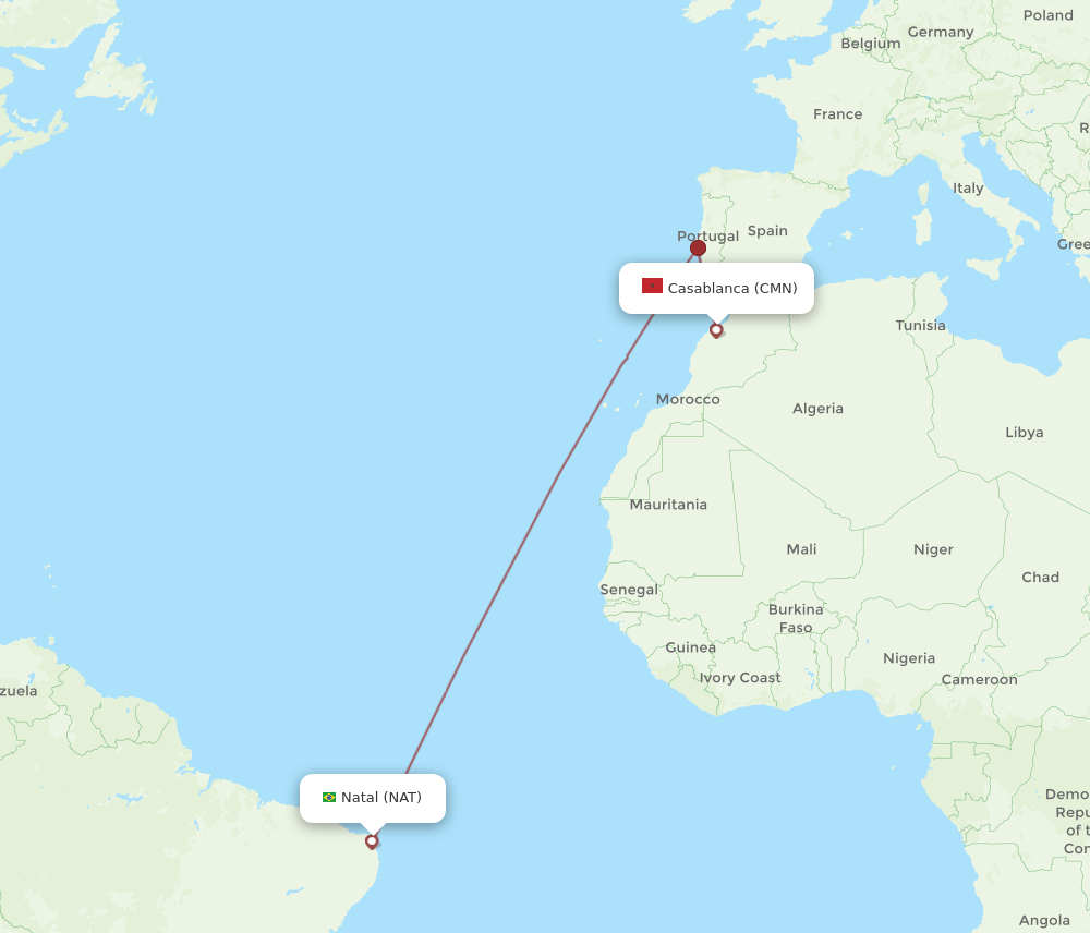 CMN-NAT flight routes