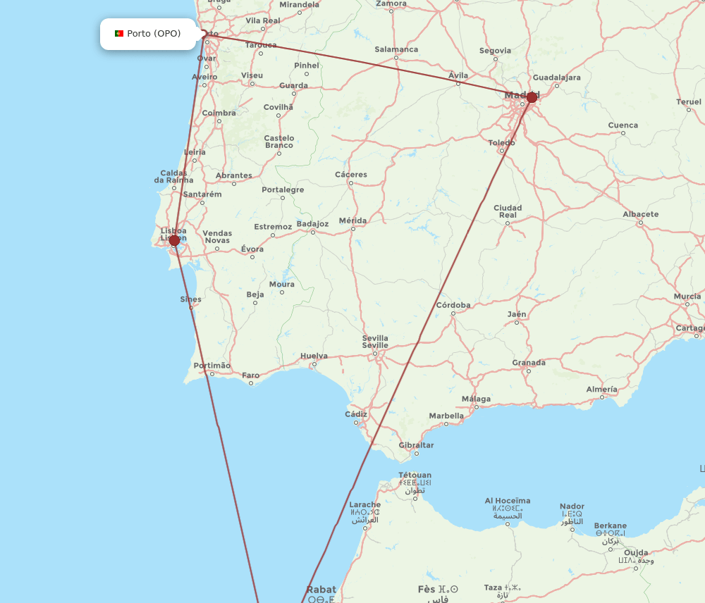 CMN-OPO flight routes