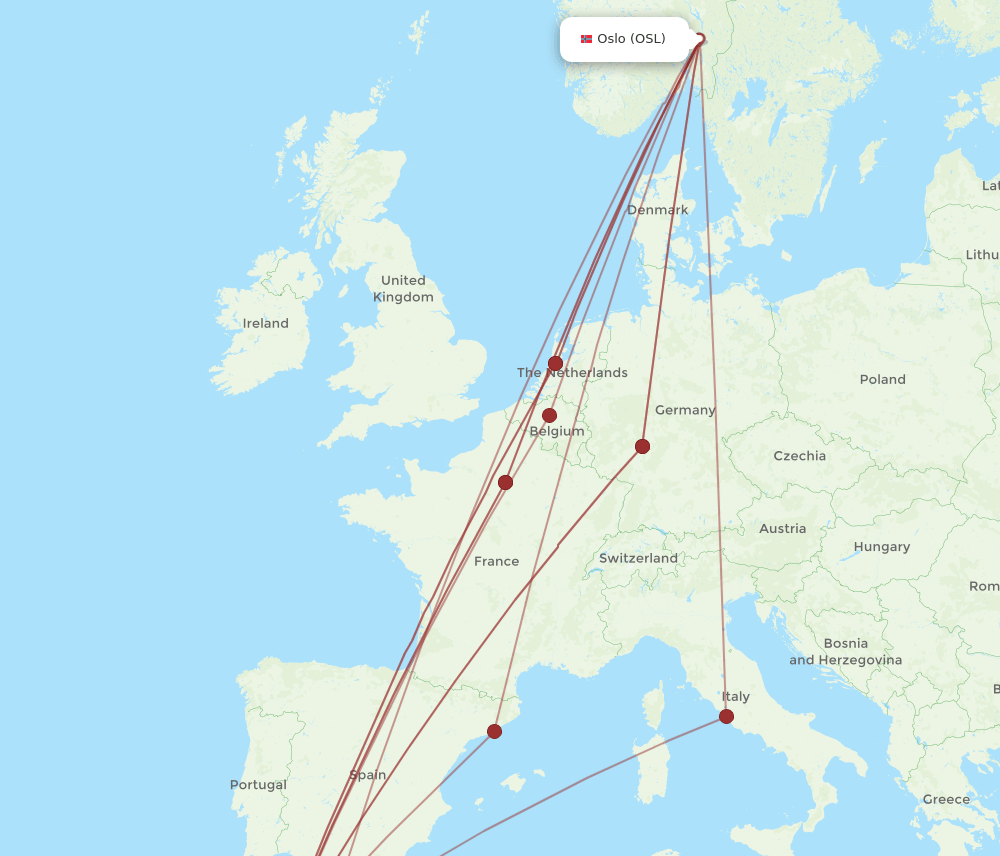 CMN-OSL flight routes