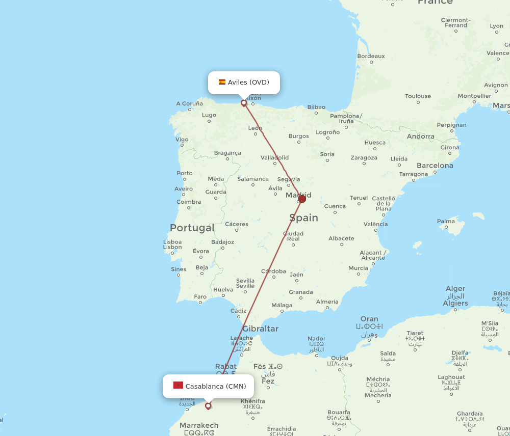 CMN-OVD flight routes
