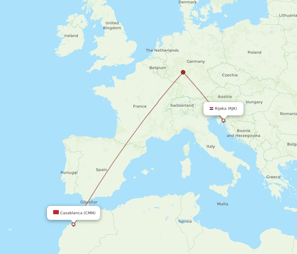 CMN-RJK flight routes