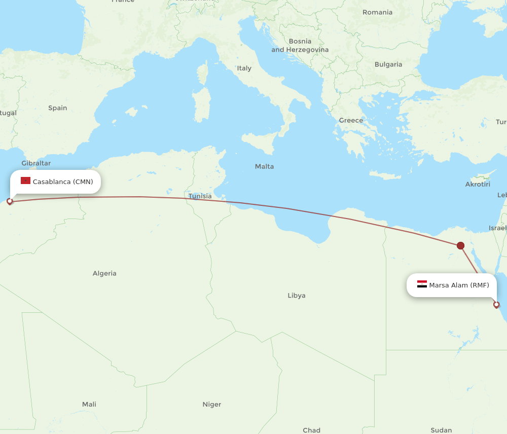 CMN to RMF flights and routes map