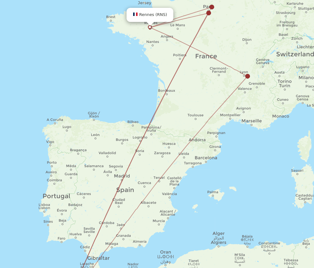 CMN-RNS flight routes